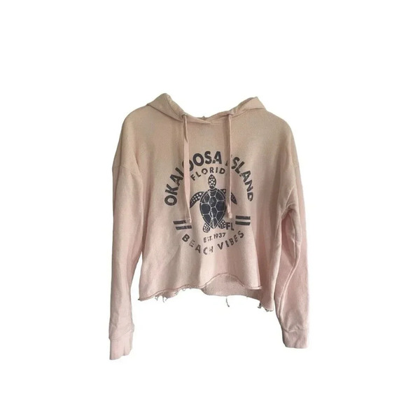 Okaloosa Island Florida Miami Style Cropped Hoodie Size Small - Picture 1 of 5